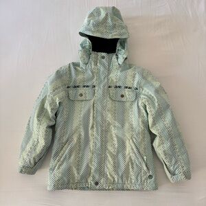 Burton Snowboard Coat/Jacket | Girls L | Mint Green w/ Tiny Stars | Sherpa Lined